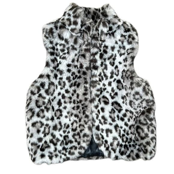 Cherokee Faux Fur Vest Cheetah Animal Print Gray Black Size Medium 5/6 - Picture 1 of 6